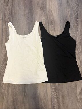 Frank and Oak Scoop Neck Tank Top - Black and White